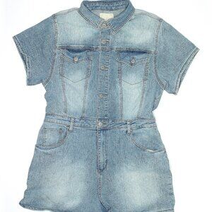 Altar'd State Denim Overall Shorts Romper EUC Size Large